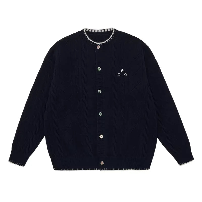 FPA Cable Knit Colorblock Cardigan Sweater for Men