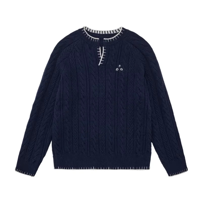 FPA Men's Vintage Henley Collar Knit Pullover Sweater