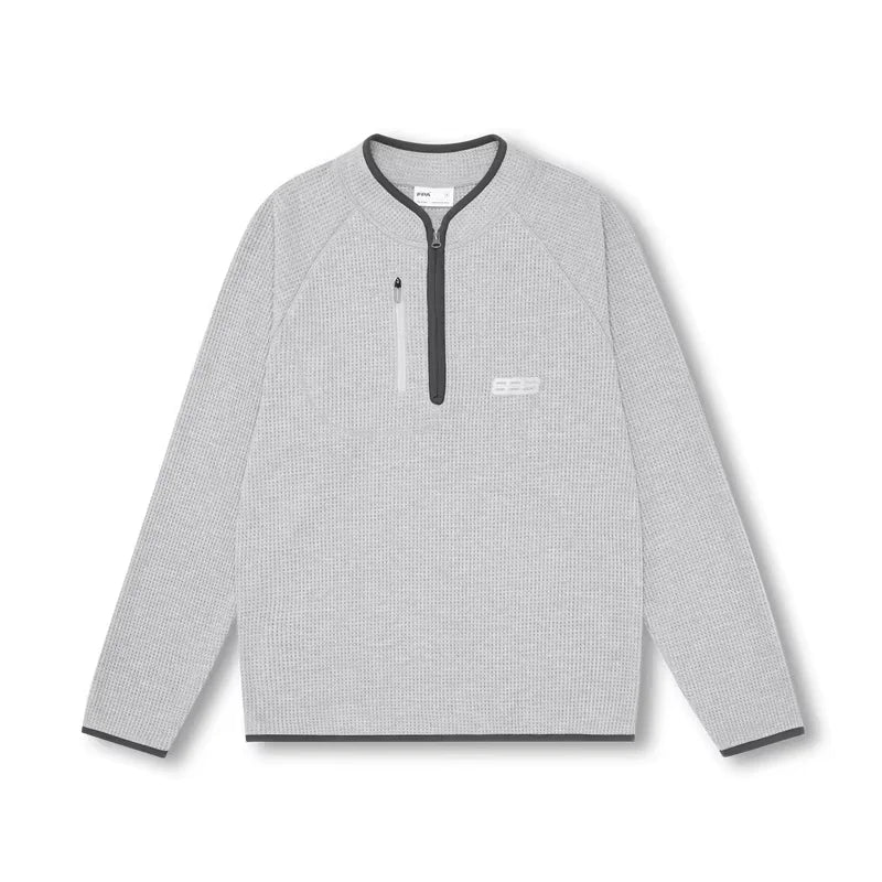 FPA Men's Waffle Knit Half-Zip Long Sleeve Pullover with Chest Pocket