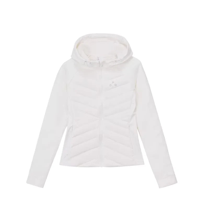 FPA Women's White Hooded Puffer Down Jacket for Winter Sports
