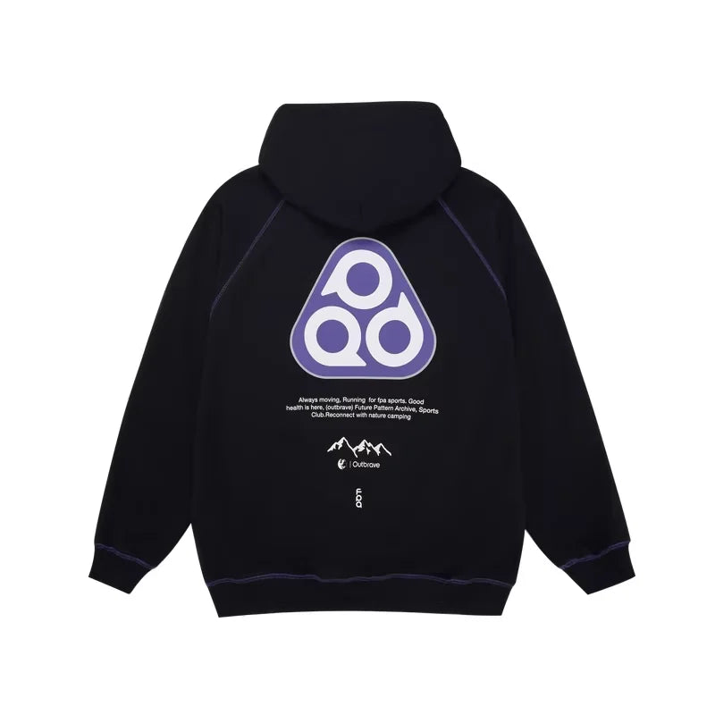 FPA Thermal Faux Leather Heavyweight Hooded Sweatshirt with Graphic Back