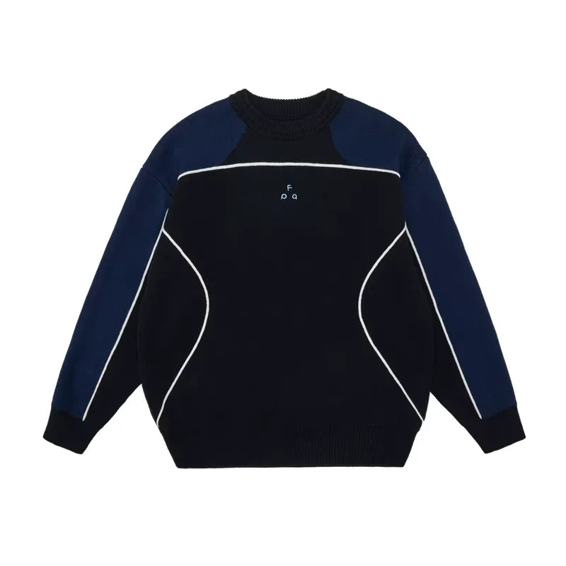 FPA Men's Colorblock Crew Neck Knit Sweater with Logo Detail