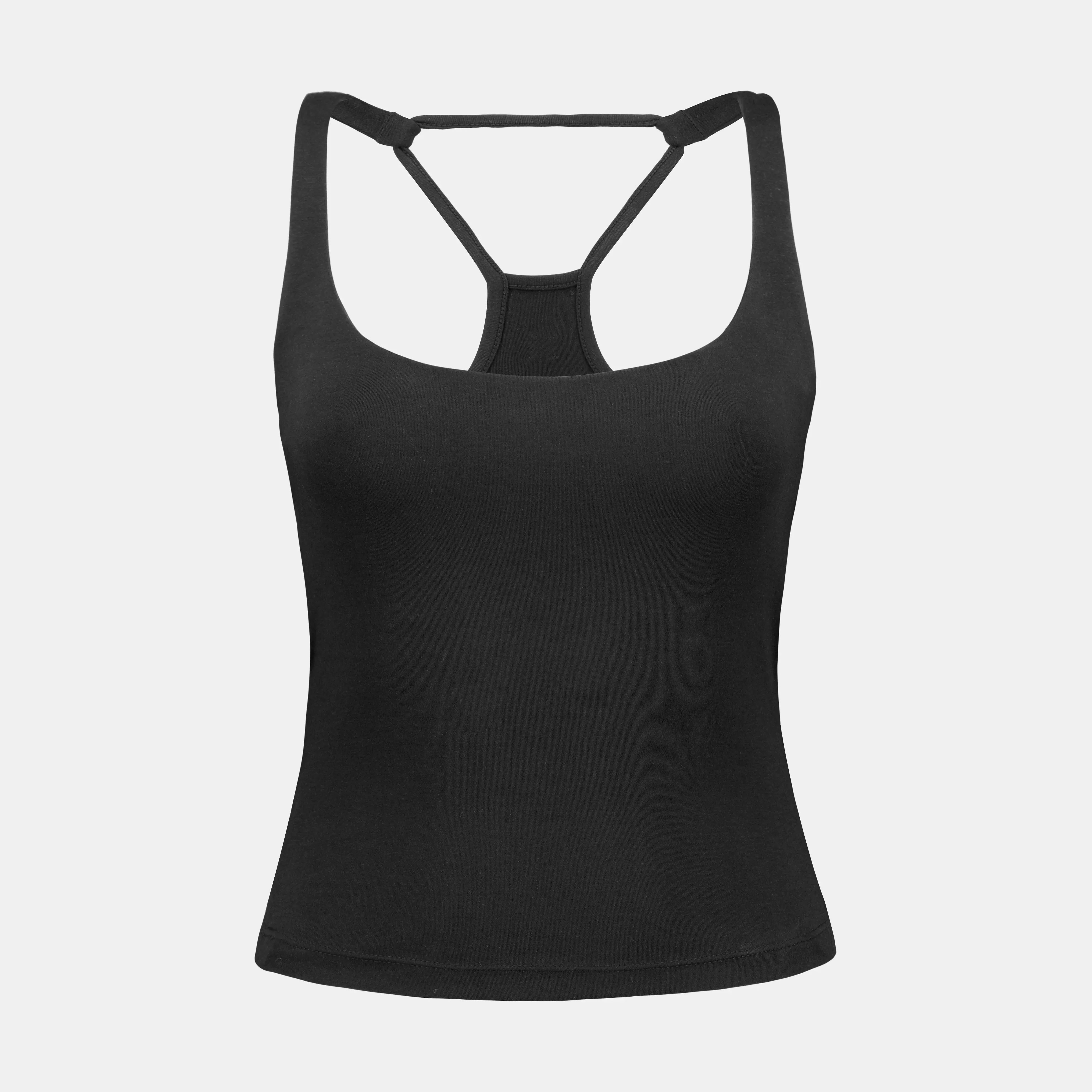 Fax Copy Express Classic Deep U-Neck Fitted Tank Top with Strappy Back