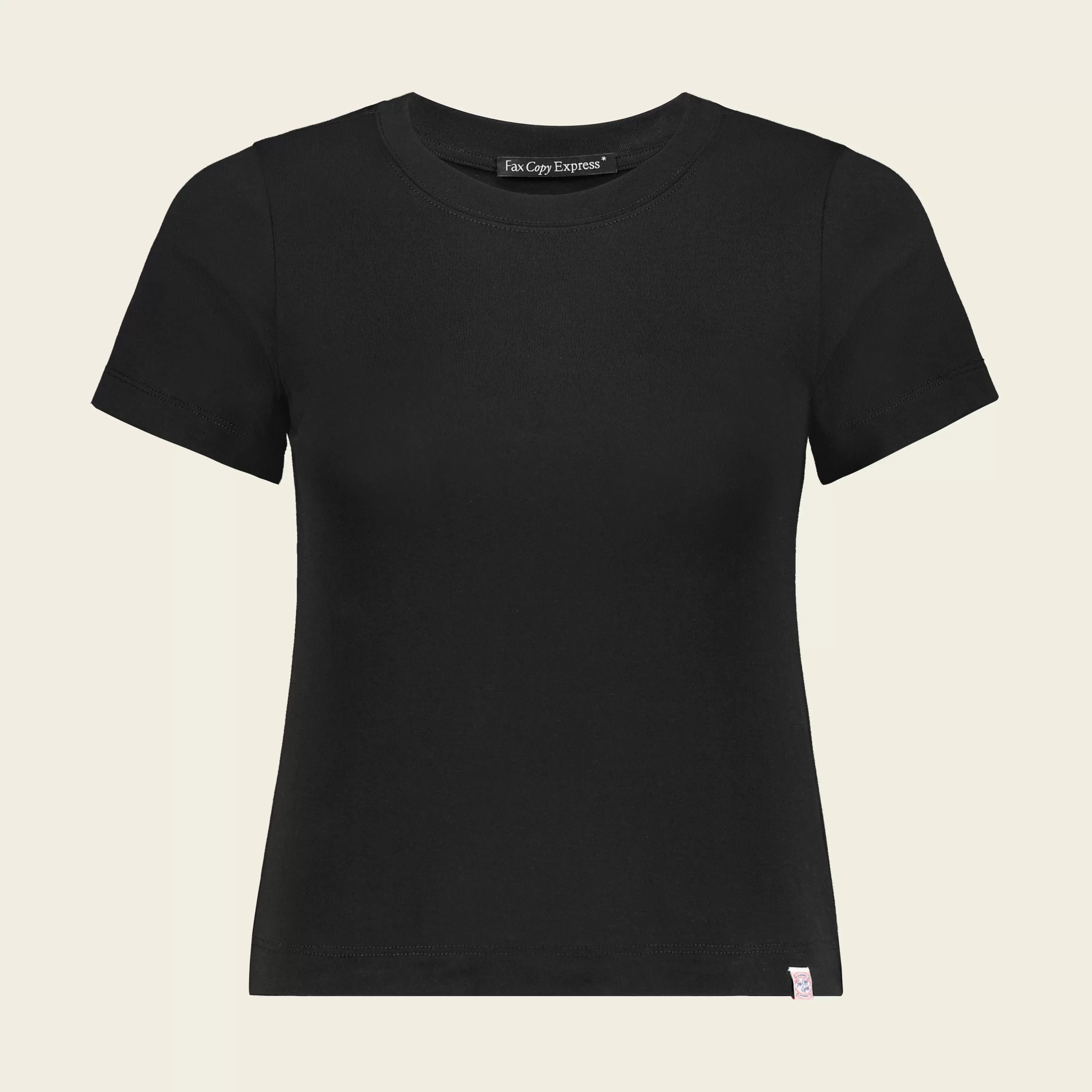 Fax Copy Express Slim Fit Cropped Short Sleeve T-Shirt