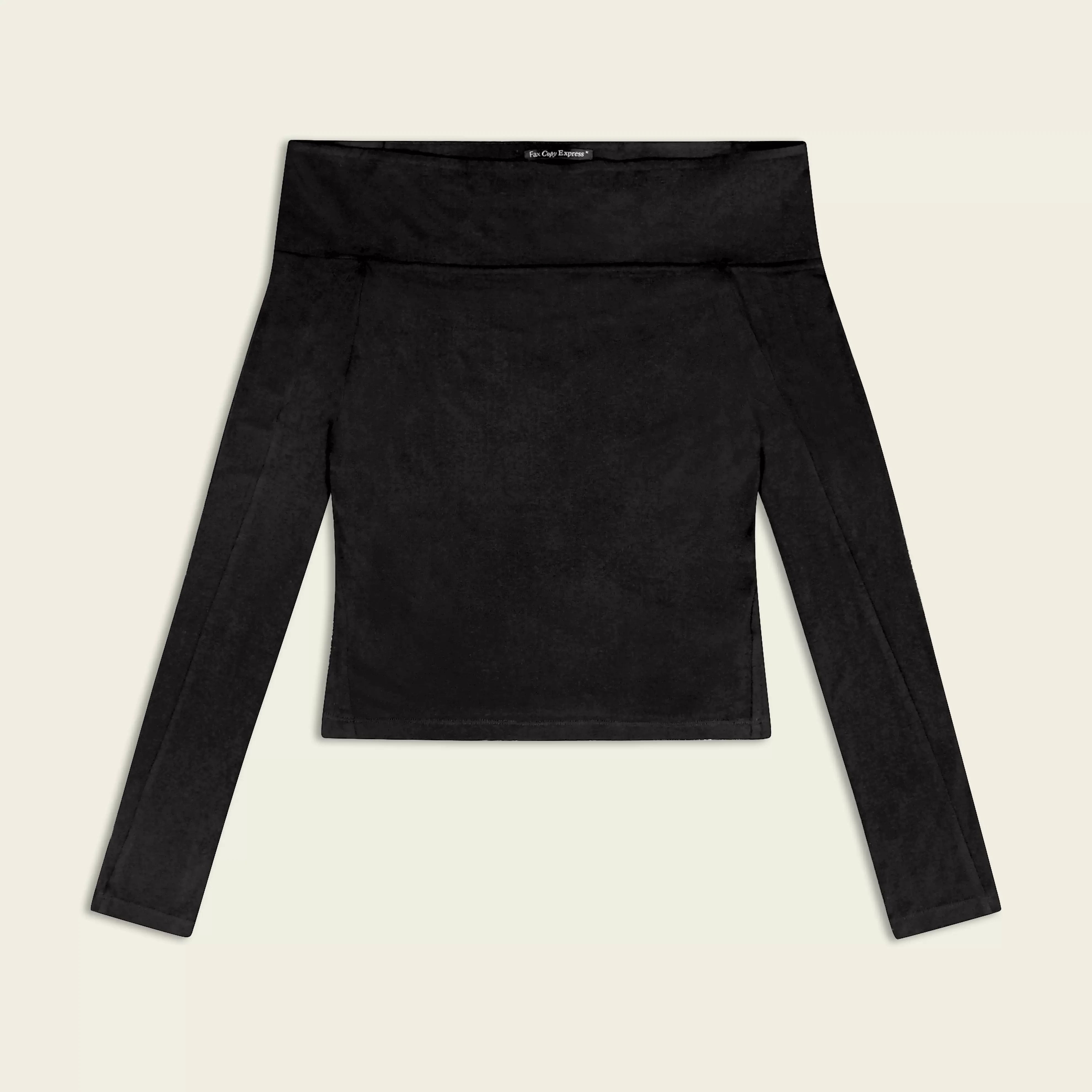 Fax Copy Express Off-Shoulder Fitted Knit Top