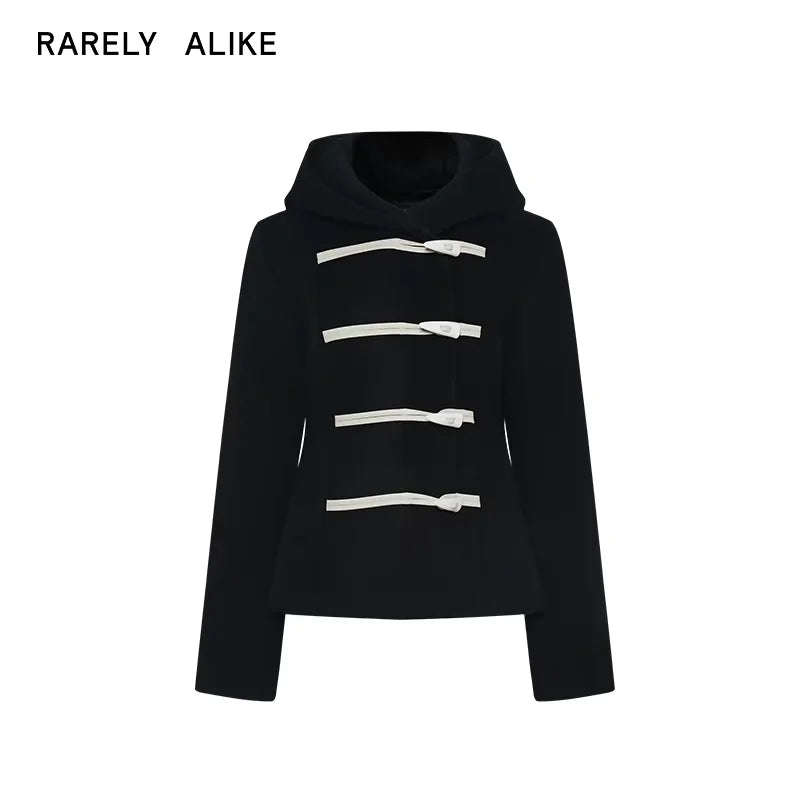 RARELY ALIKE Women's Hooded Toggle Wool Coat