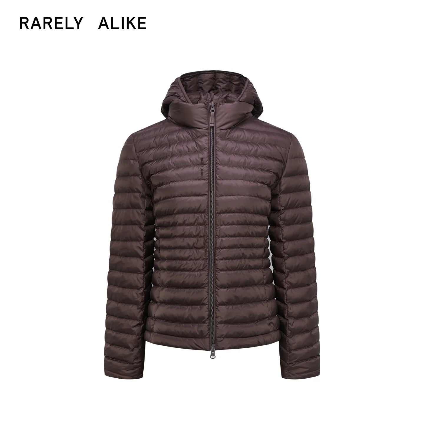 RARELY ALIKE Detachable Hood Ribbed Down Puffer Jacket