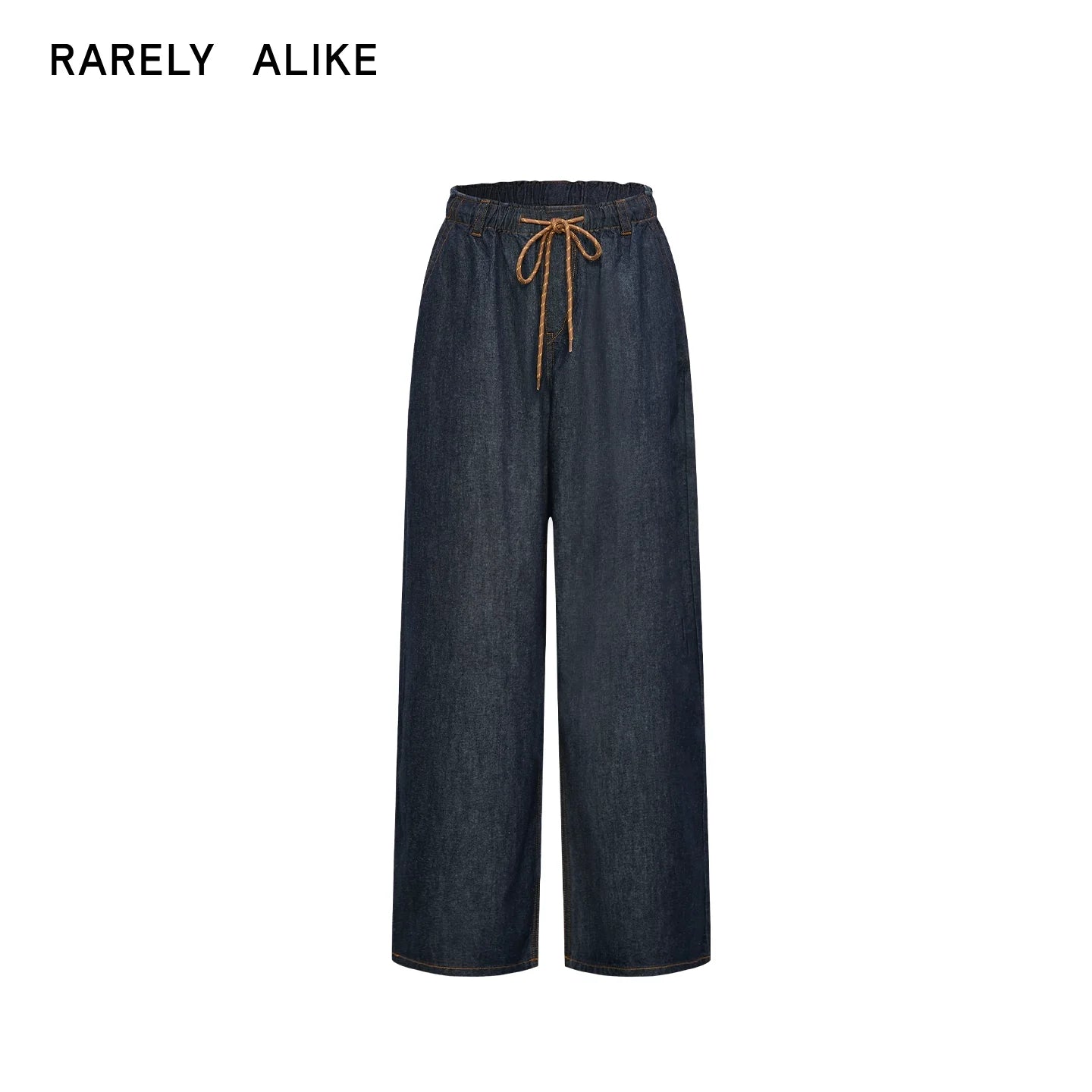 RARELY ALIKE Relaxed Wide-Leg Drawstring Denim Pants