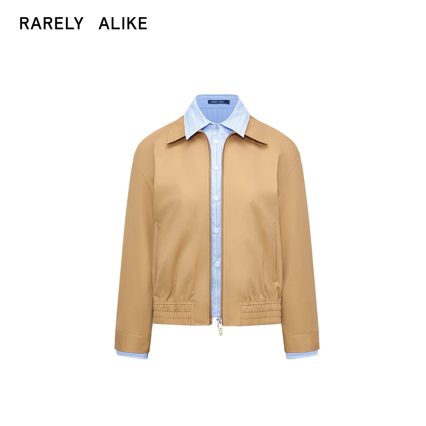RARELY ALIKE Colorblock Striped Short Jacket