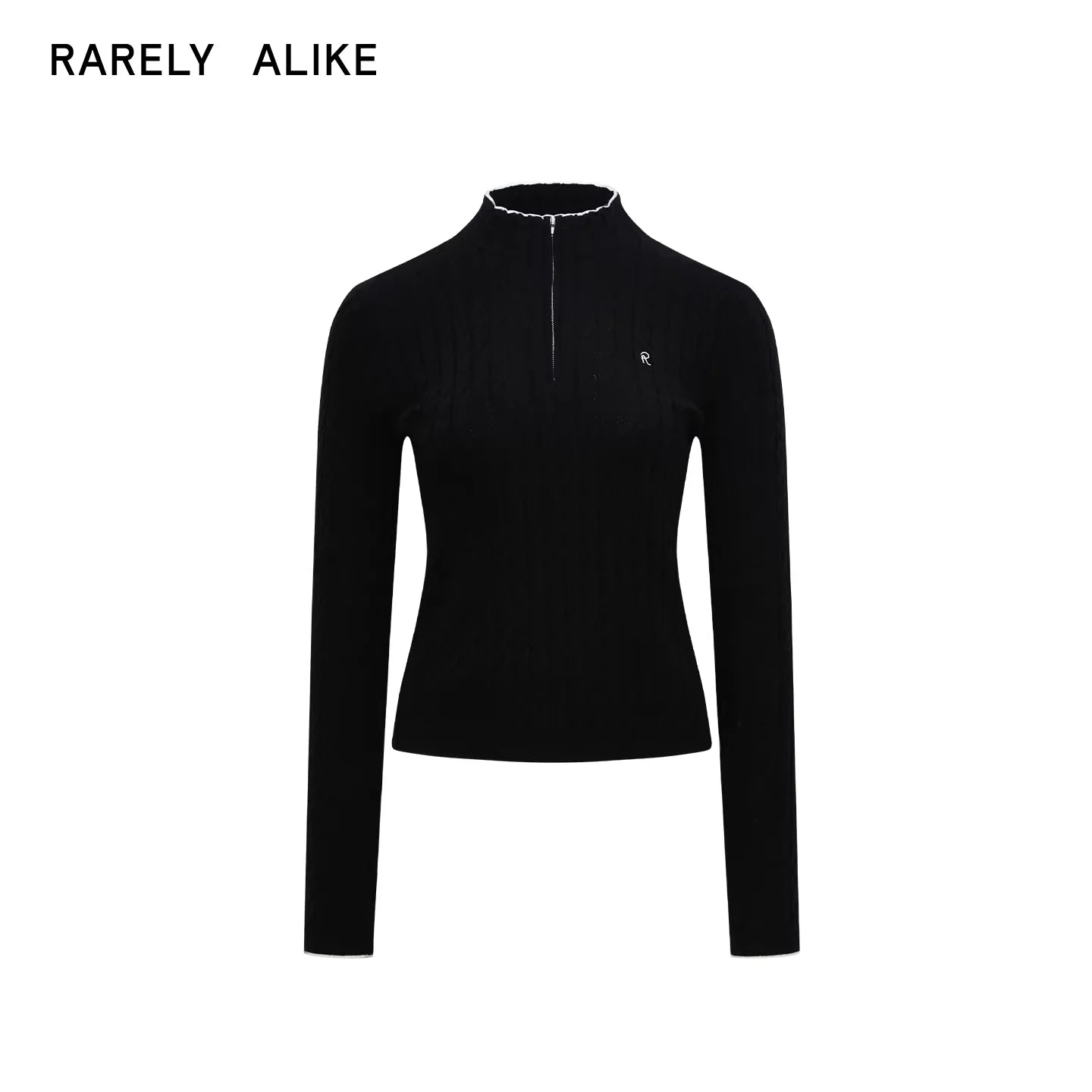 RARELY ALIKE Colorblock Half-Zip Stand Collar Ribbed Knit Sweater