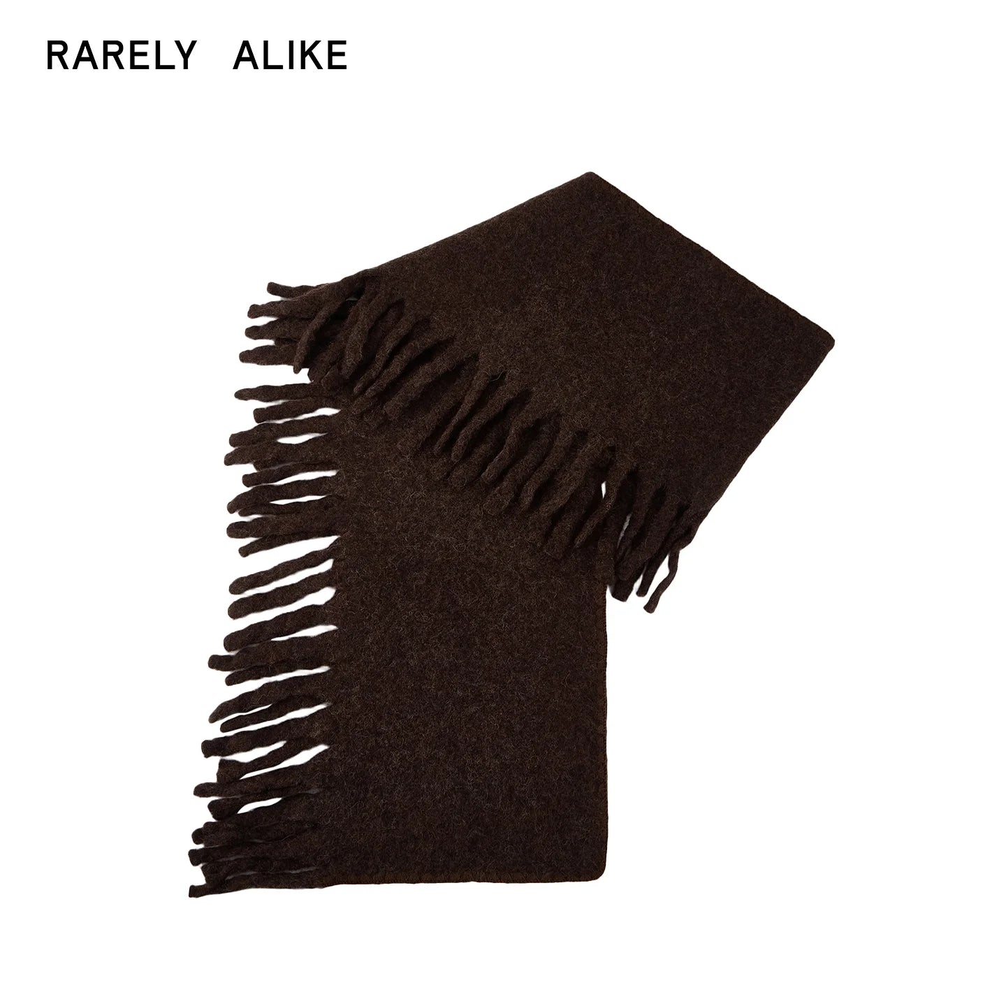 RARELY ALIKE Wool Blend Tassel Scarf - Brown/Black