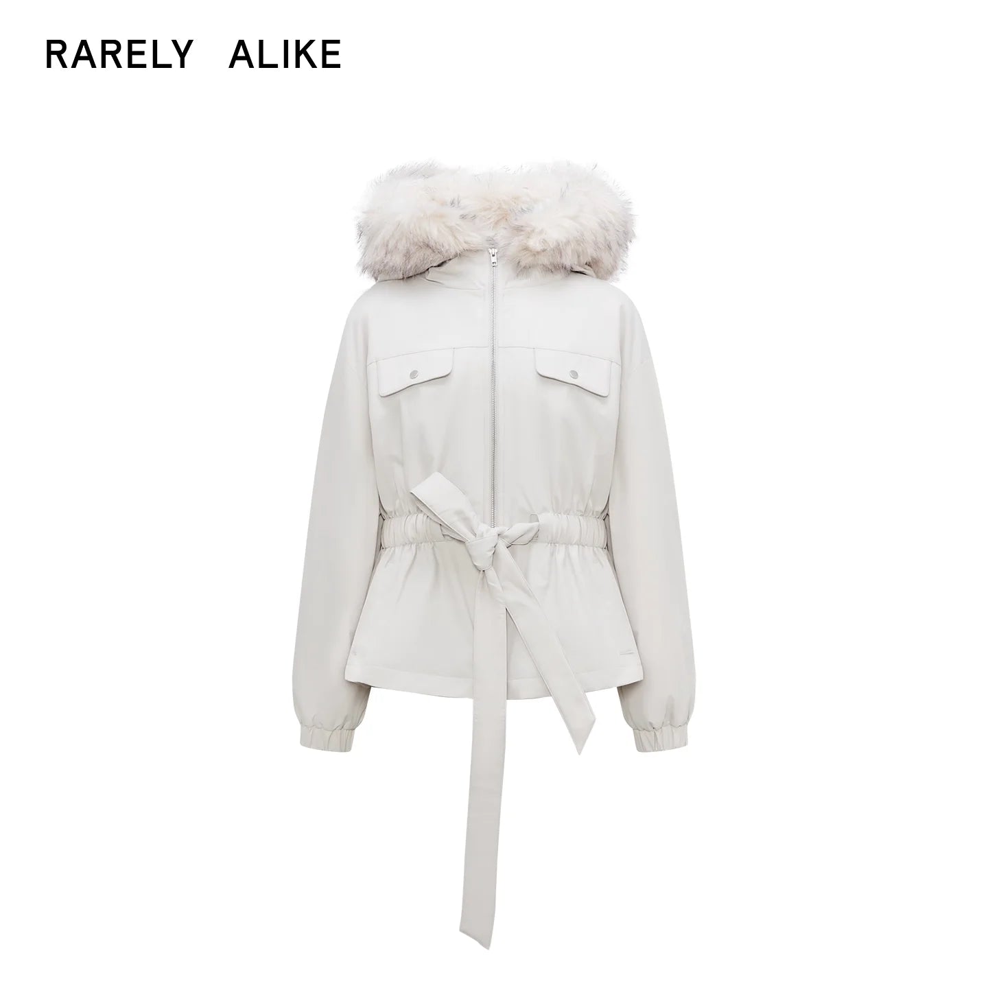 RARELY ALIKE Women's Hooded Cotton Coat with Detachable Fur Collar