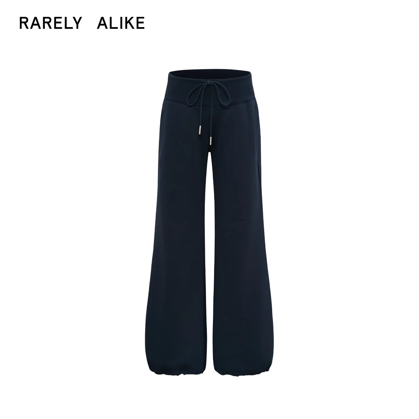 RARELY ALIKE Wide Waist Ribbed Flared Lounge Pants - Navy Blue