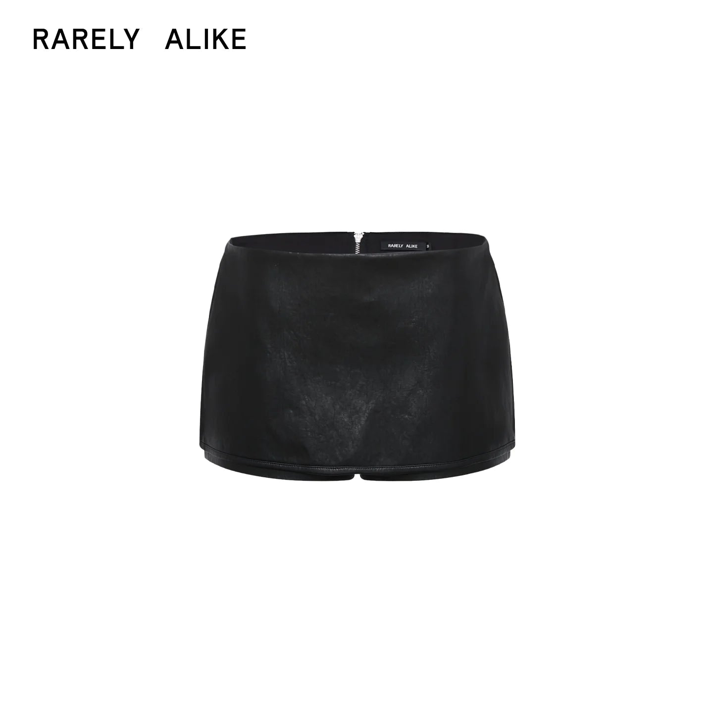 RARELY ALIKE Side Zipper Faux Leather Mini Skort