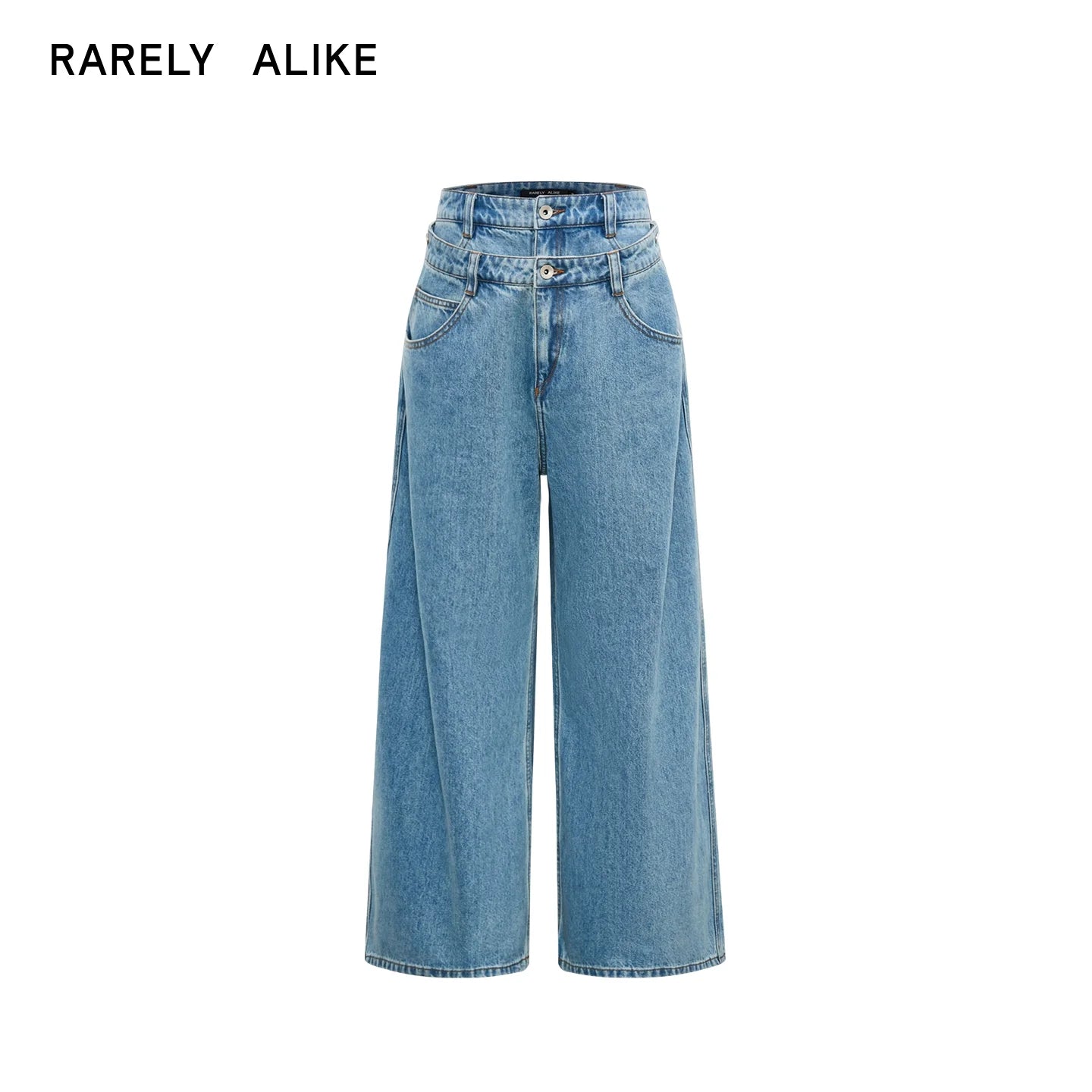 RARELY ALIKE Detachable Double Waist Wide Leg Jeans