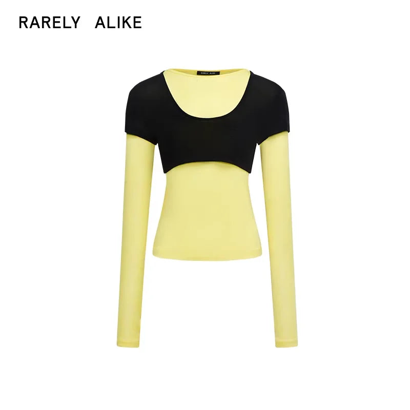 RARELY ALIKE 2-in-1 Layered Tencel Wool Slim Fit Long Sleeve Top and Trousers Set