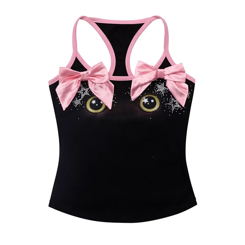 CFIERCE Cat Face Bow Camisole