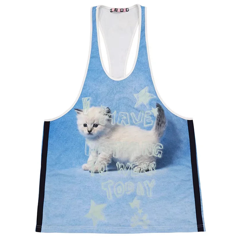 CFIERCE Kitten Graphic Apron Tank Top