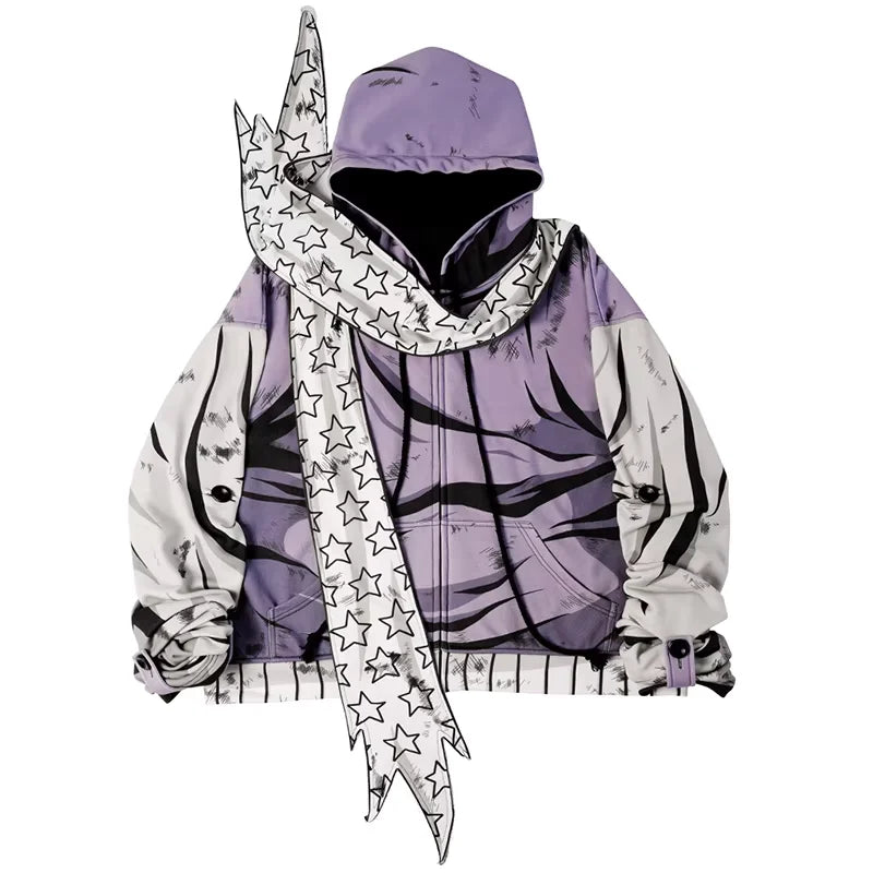 CFIERCE Purple Graphic Oversized Sweatshirt
