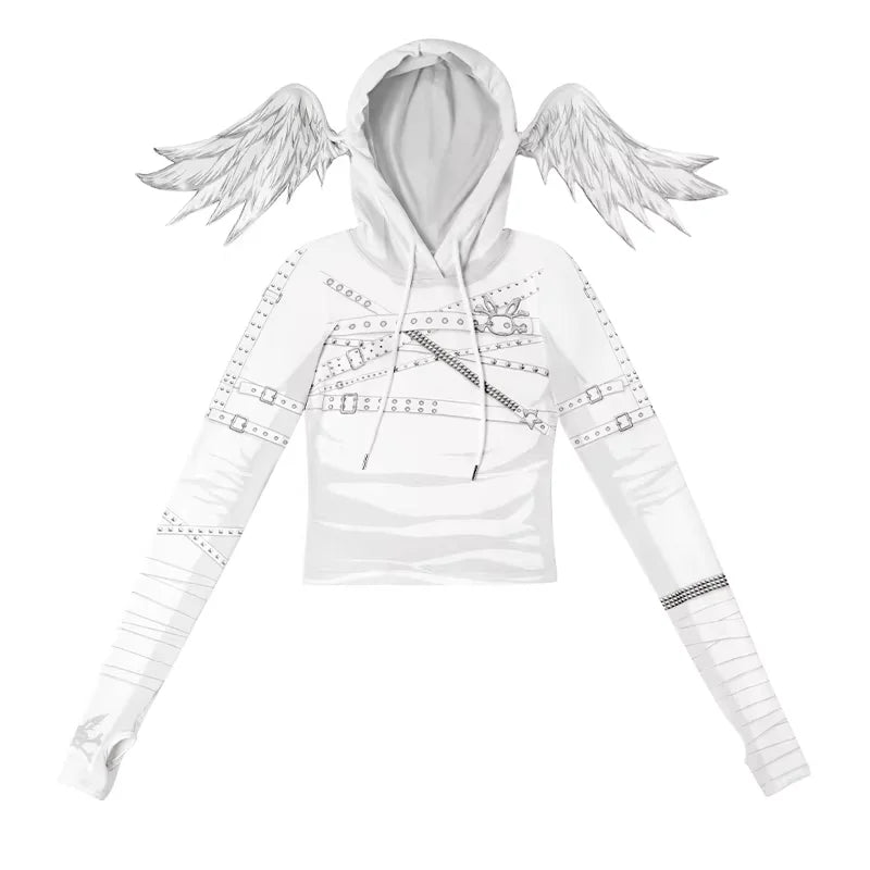 CFIERCE Angel Wings Crop Hoodie