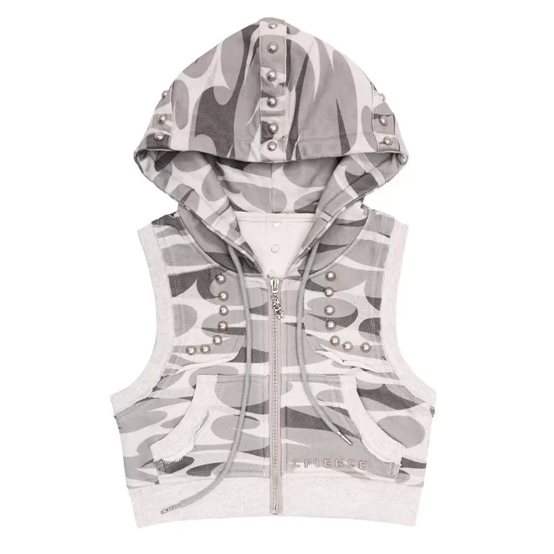 CFIERCE Camo Cropped Sleeveless Hoodie