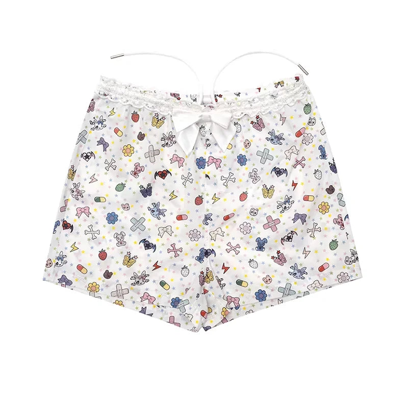 CFIERCE Sticker Print High-Waisted Boxer Shorts
