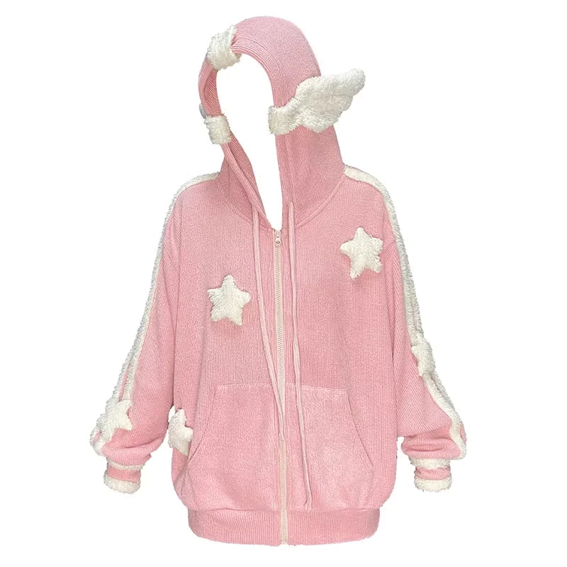 CFIERCE Pink Angel Wings Knit Cardigan