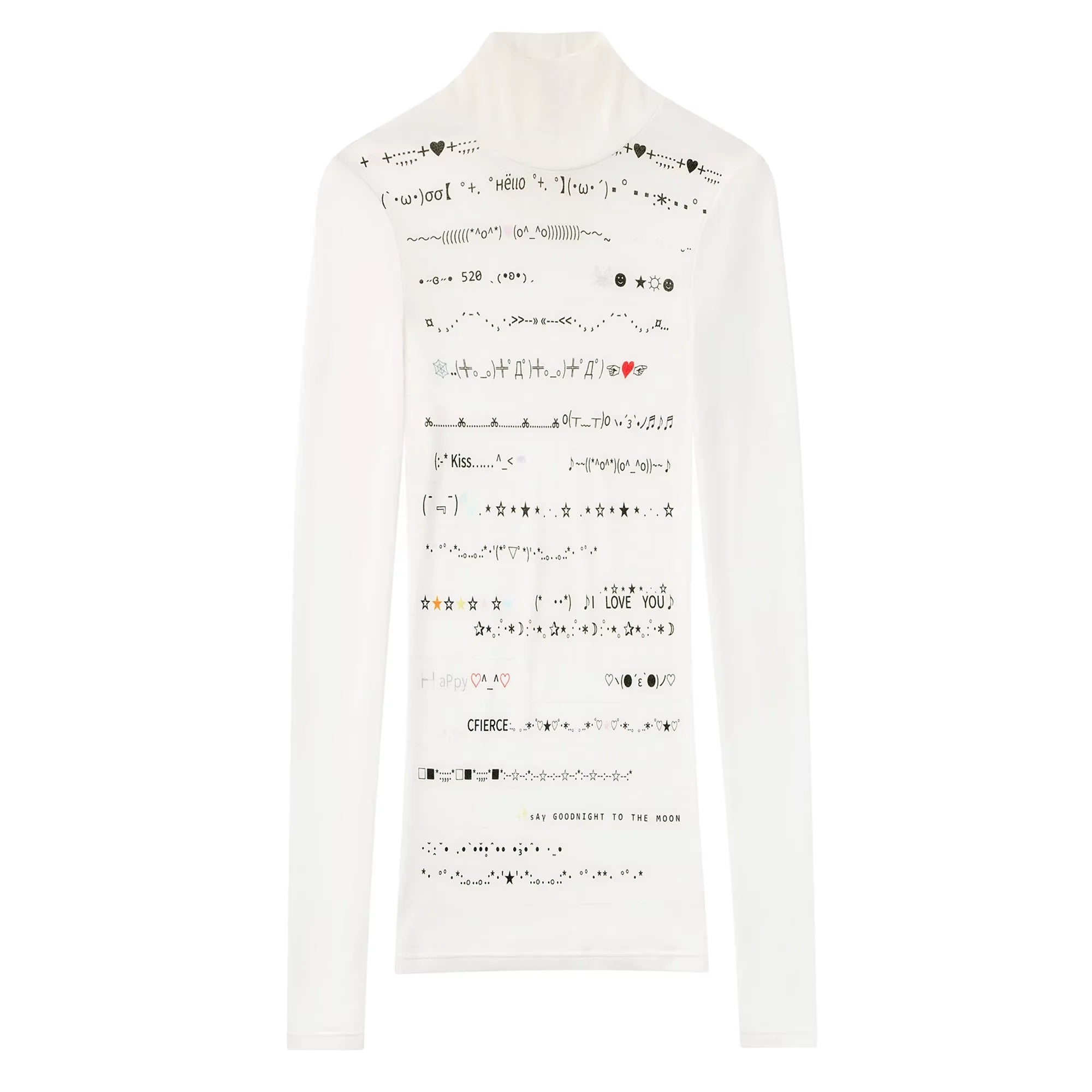 CFIERCE Emoticon Print Wool Blend Turtleneck Top