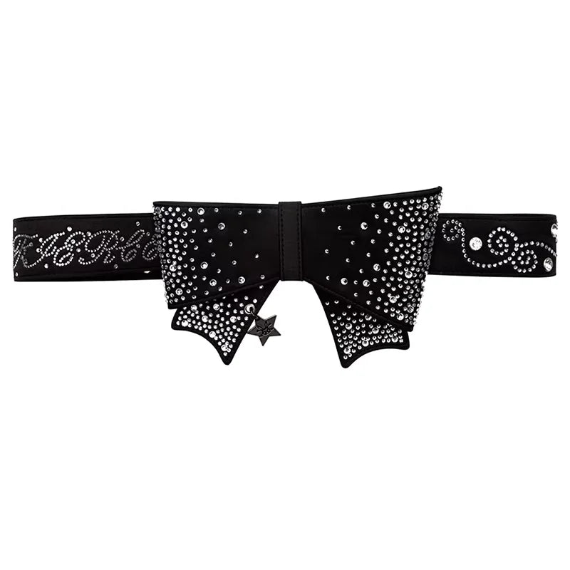 CFIERCE Rhinestone Bow Studded Belt
