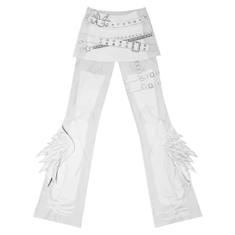 CFIERCE Angel Wing Print Flared Pants