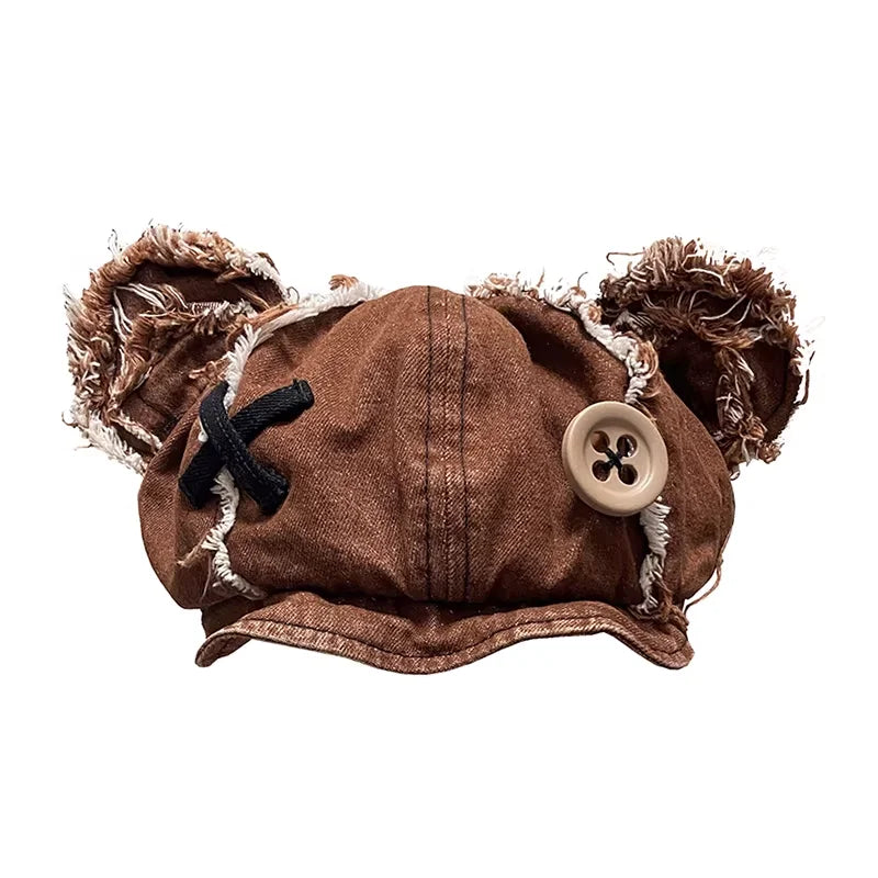 CFIERCE Distressed Teddy Bear Ear Hat