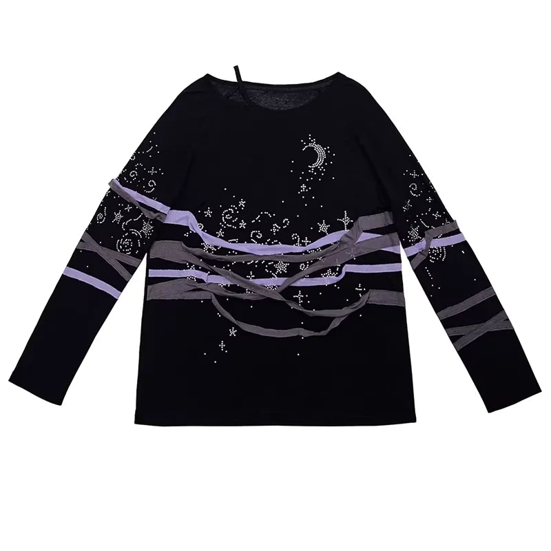 CFIERCE Celestial Rhinestone Long Sleeve Top