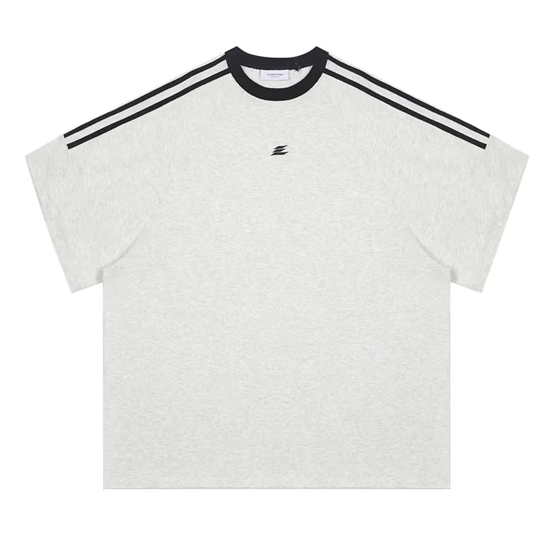 LOSTCTRL Unisex Summer Short-Sleeve T-Shirt with Shoulder Stripes