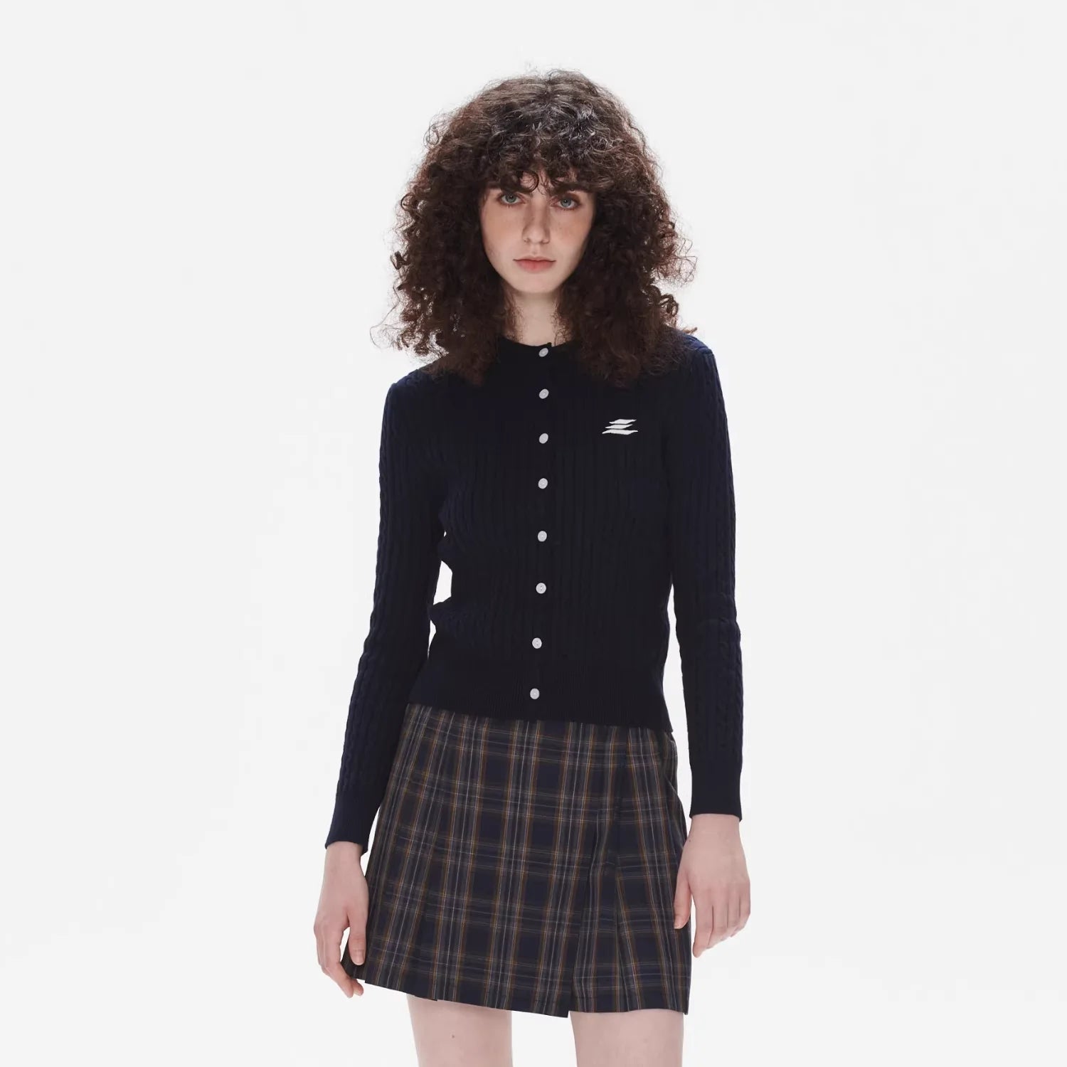 LOSTCTRL Women's Slim Fit Cotton Cardigan with Embroidered Logo