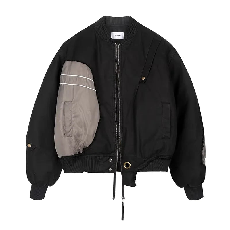 LOSTCTRL Women's Retro Winter Flight Jacket with Baseball Collar