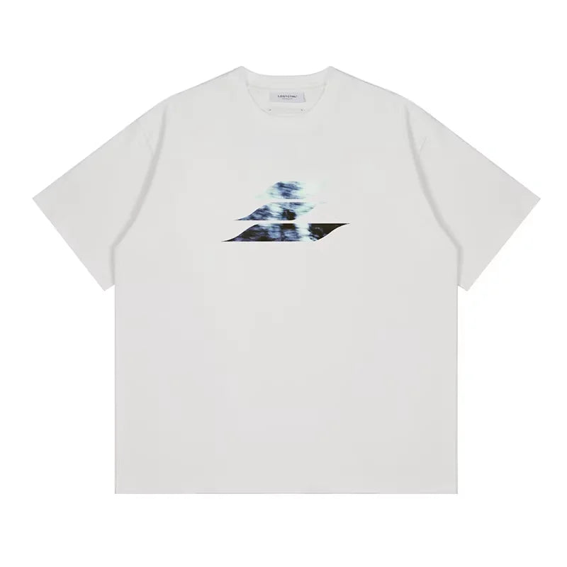 LOSTCTRL Men's Loose Fit Cotton T-Shirt with Abstract Graphic Print