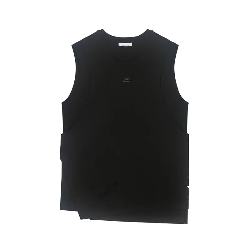 LOSTCTRL Distressed Asymmetric Cotton Tank Top for Men