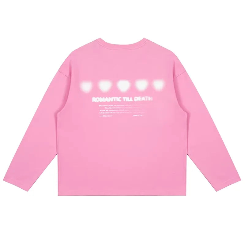 LOSTCTRL Unisex Heart Print Long Sleeve T-Shirt