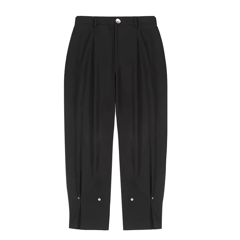 LOSTCTRL Men's Convertible Straight-Leg Trousers with Buttoned Cuffs
