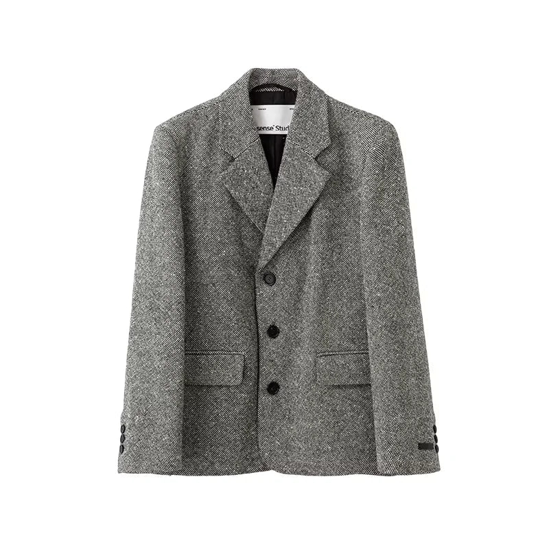 ACSENSE STUDIO Mixed Gray Wool Oversized Blazer