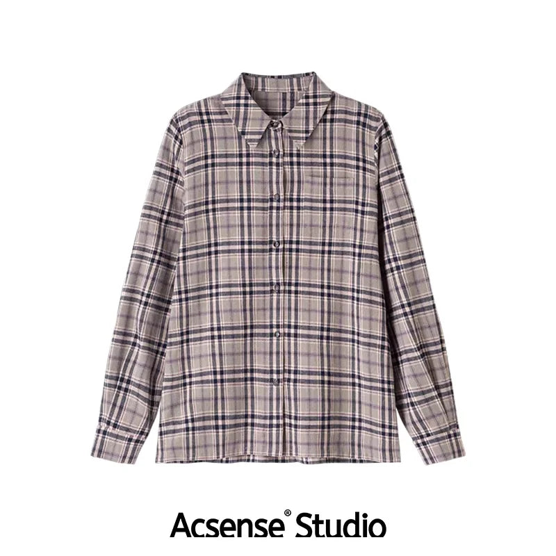 ACSENSE STUDIO Double-Sided Yarn-Dyed Plaid Shirt – Vintage Style for Spring 2025