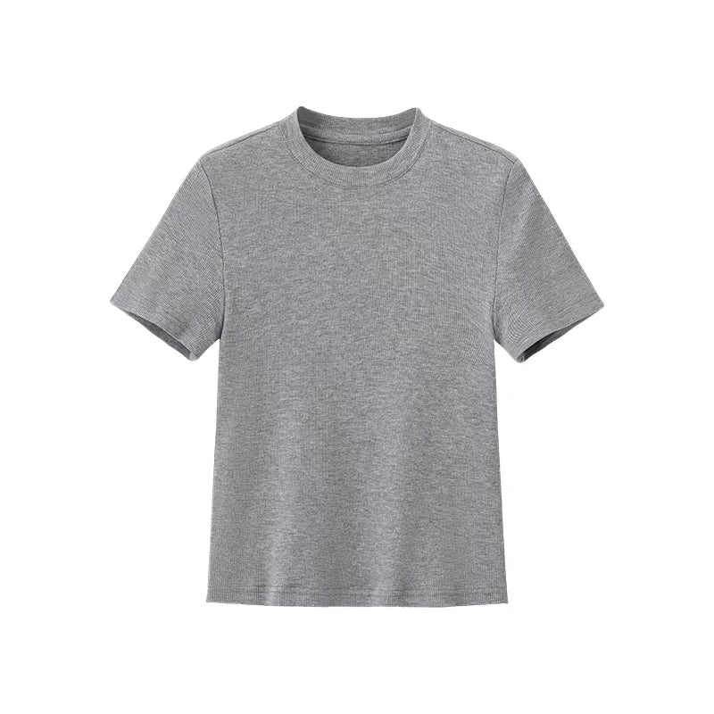 ACSENSE STUDIO Cloud Skin-Feel Slim Fit Cropped T-Shirt