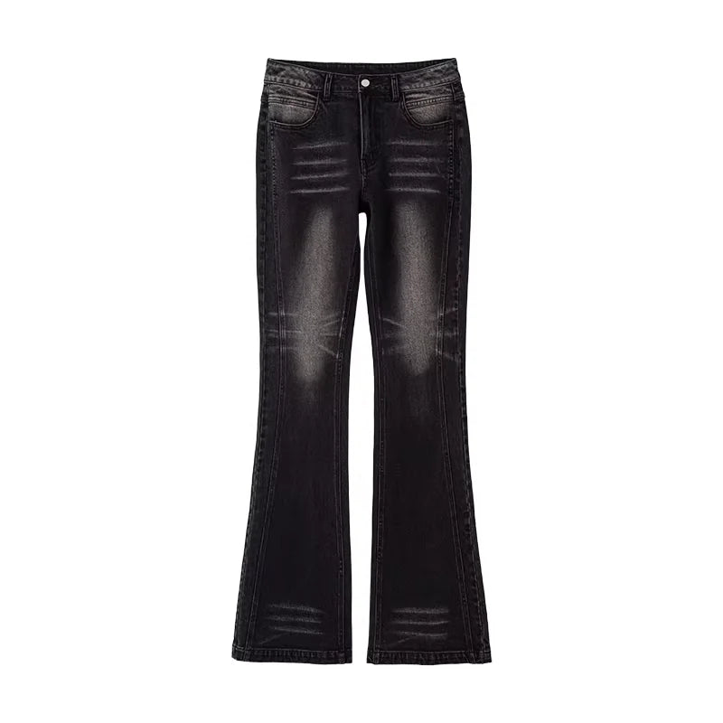 ACSENSE STUDIO High-Rise Flared Stretch Jeans with Washed Finish