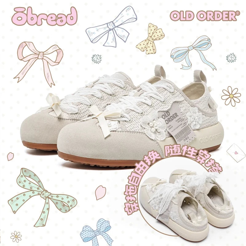 OLDORDER White Jasmine Lace Backless Shoes for Women