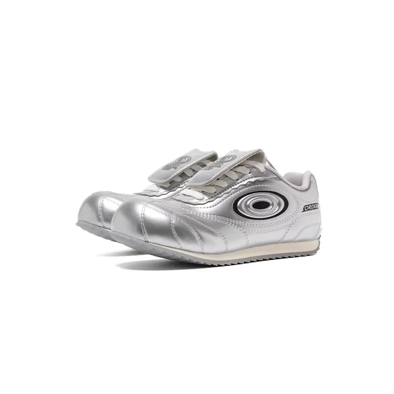 OLDORDER Galaxy Silver Unisex Soccer Shoes with Thin Sole and Strap Closure