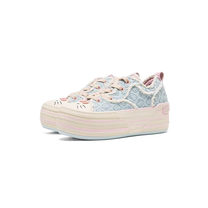 OLDORDER Women's Pastel Canvas Platform Sneakers