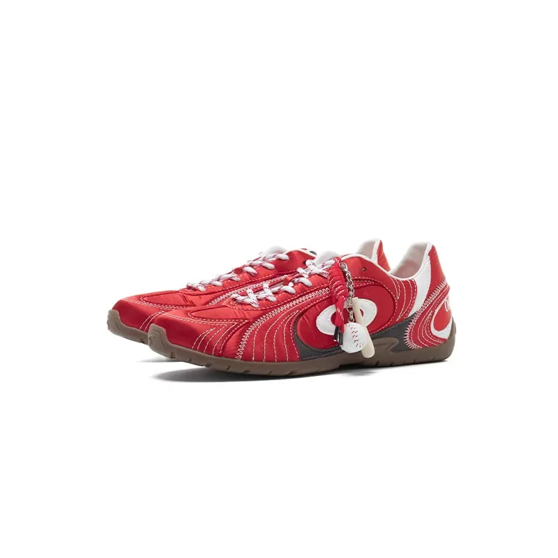 OLDORDER Women's Red Thin Sole German Trainer Sneakers