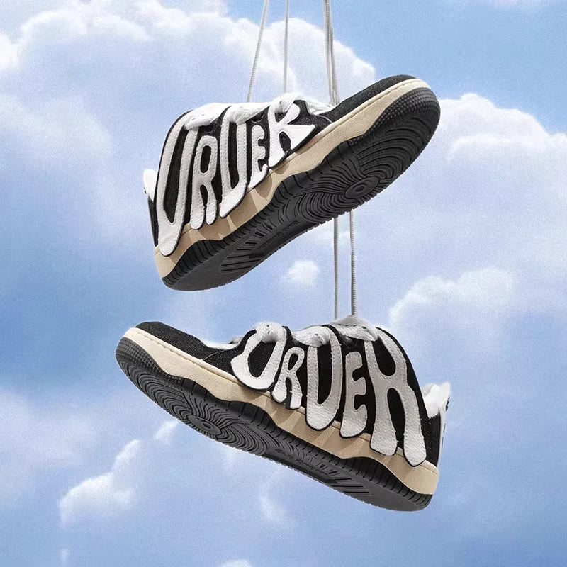 OLDORDER Black and White Panda Style Skate Shoes for Men and Women