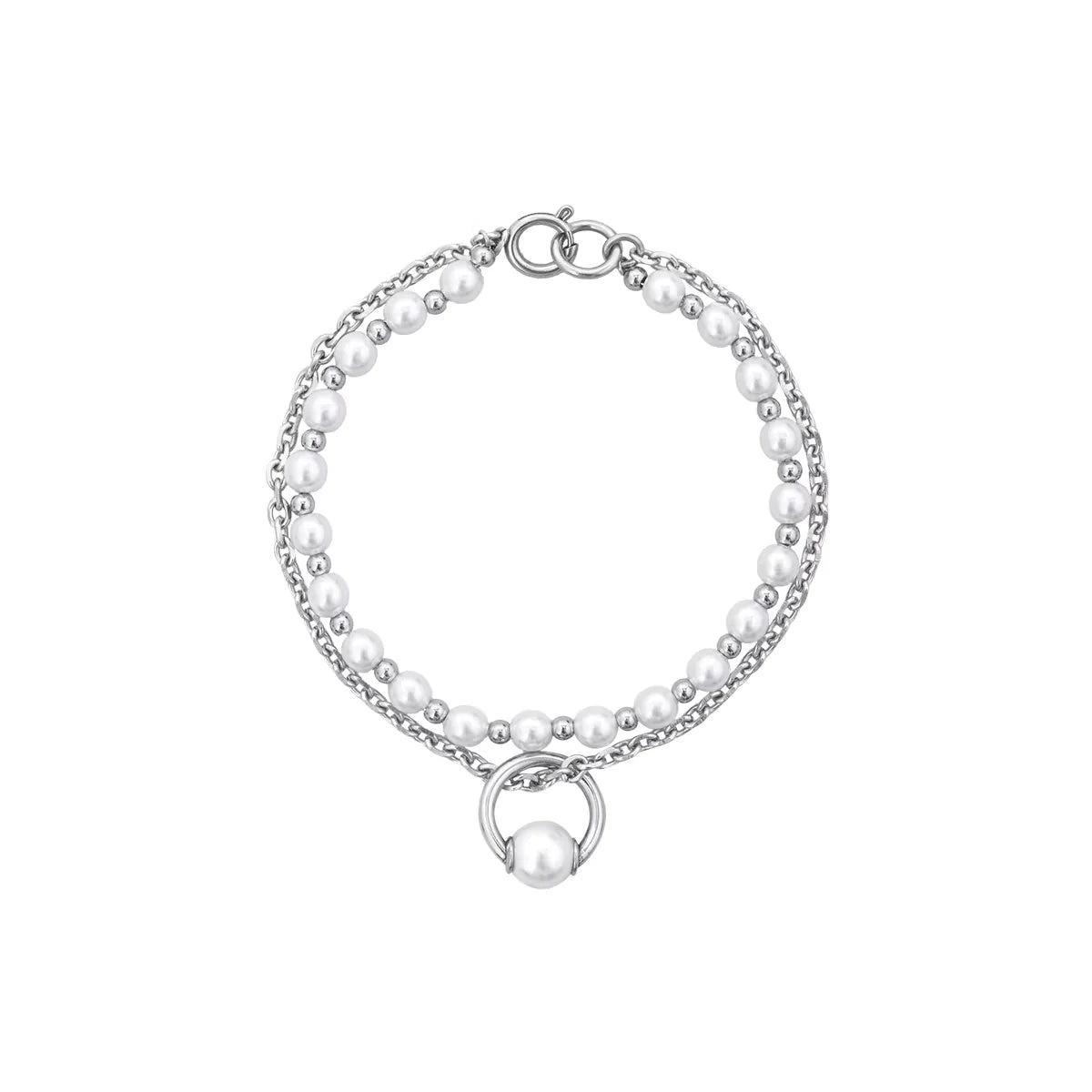 BLACKHEAD Double-Layer Pearl and Chain Pendant Necklace for Couples