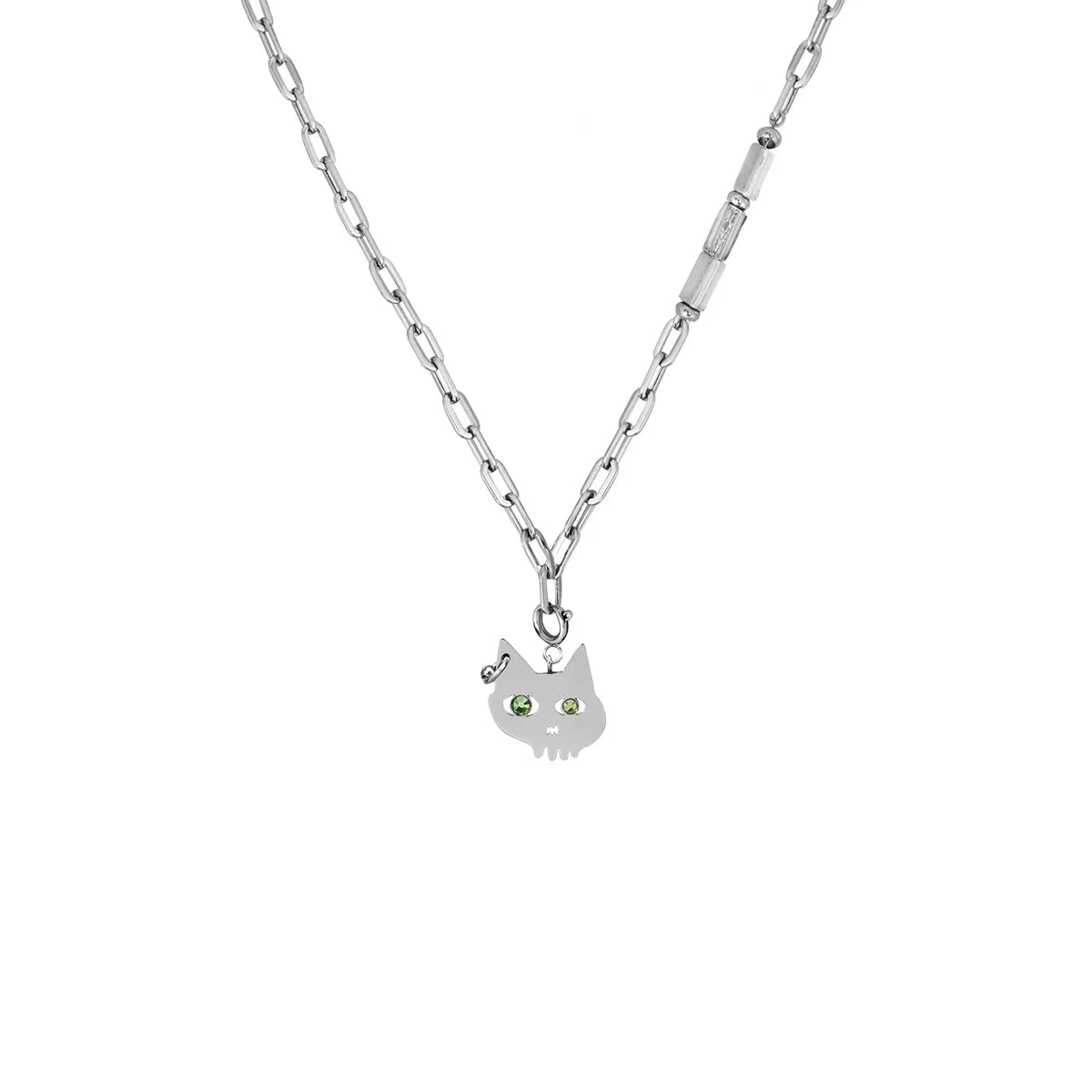 BLACKHEAD Cat Pendant Couple Necklace with Silver Chains